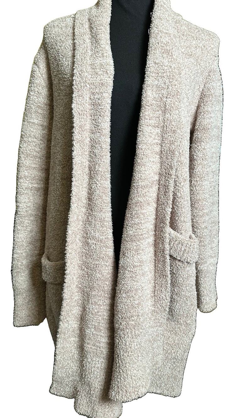 Women's SMALL MAUVE Barefoot Dreams CozyChic Cardigan Knit Open Front Pockets